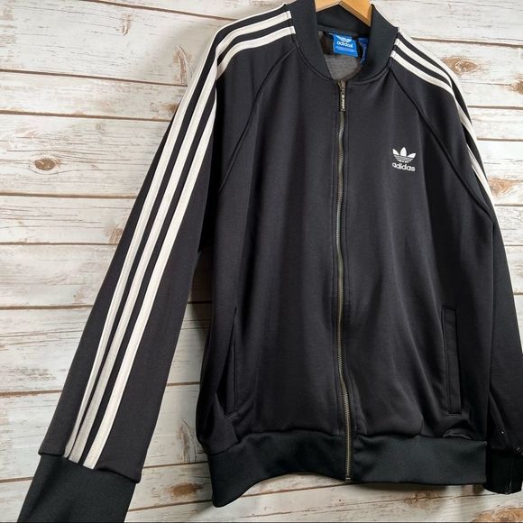 Adidas Black & White 3 Stripe Track Zip up Sweater Size XL - Picture 5 of 11